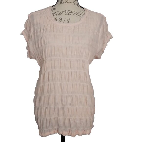Sundance | Cloud Nine Pink Cap Sleeve Shirred Top | Size L - Picture 1 of 8